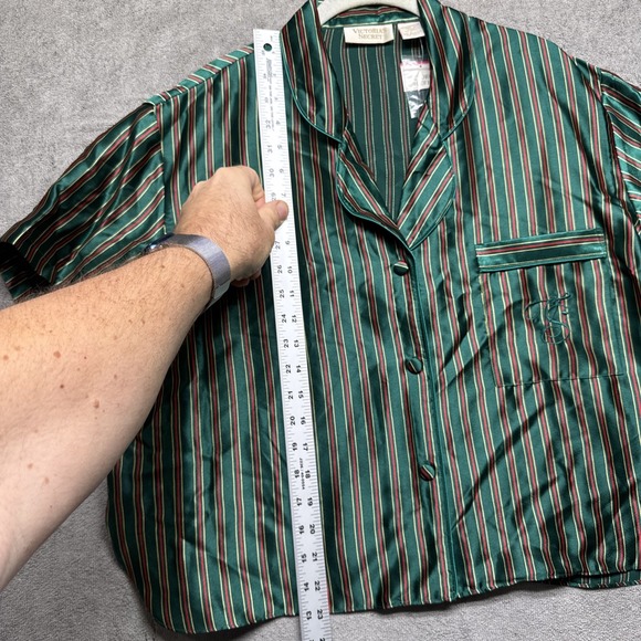 Victoria’s Secret Gold Label‎ Green Satin Pajama Set L Vintage Y2K Sleepwear - Picture 5 of 14